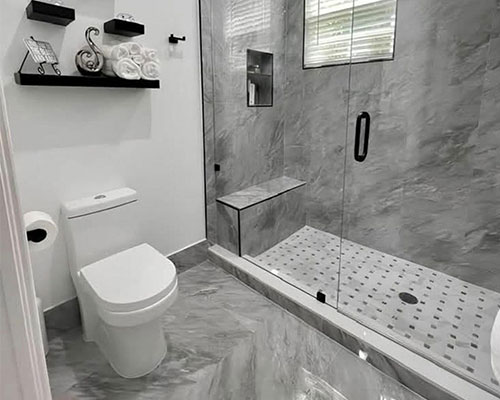 Marble walk in shower room